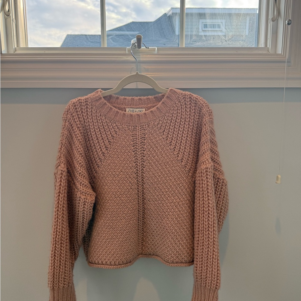 She + Sky Pink Chunky Sweater